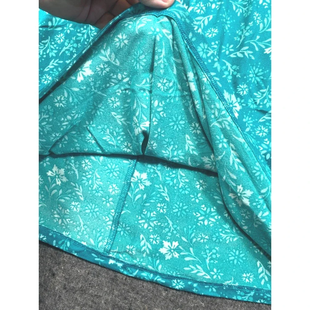 Dreams & Co Teal Floral Lace Trim Pajama Set Plus Size 3X 30/32 Short Sleeve PJ